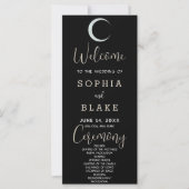 Silver Crescent Moon Black Wedding Programm (Vorderseite)