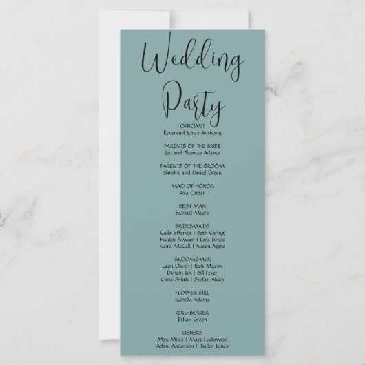 Silver Crescent Moon Blue Wedding Program (Rückseite)