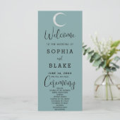 Silver Crescent Moon Blue Wedding Program (Stehend Vorderseite)