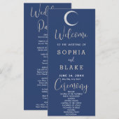 Silver Crescent Moon Dark Blue Wedding Program (Vorne/Hinten)