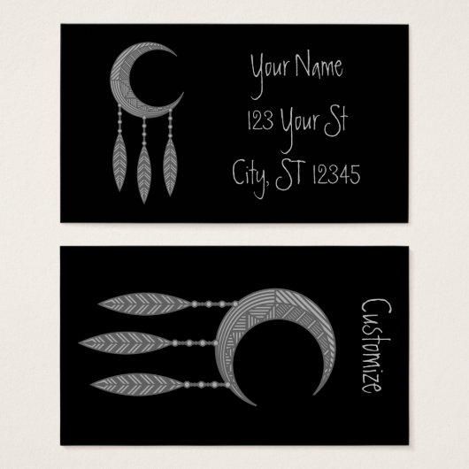 Silver Crescent Moon Feathers Thunder_Cove (Vorne & Hinten)