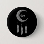 Silver Crescent Moon Feathers Thunder_Cove Button (Vorderseite)