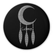 Silver Crescent Moon Feathers Thunder_Cove Keramikknauf (Vorderseite)