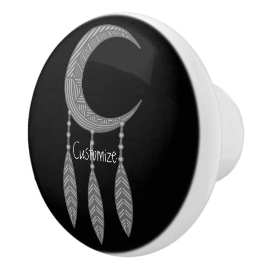 Silver Crescent Moon Feathers Thunder_Cove Keramikknauf (Rechts)