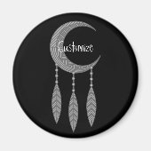 Silver Crescent Moon Feathers Thunder_Cove Magnet (Vorne)