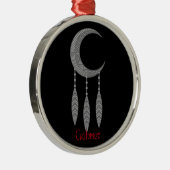Silver Crescent Moon Feathers Thunder_Cove Ornament Aus Metall (Rechts)