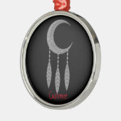 Silver Crescent Moon Feathers Thunder_Cove Ornament Aus Metall (Links)