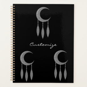 Silver Crescent Moon Feathers Thunder_Cove Planer