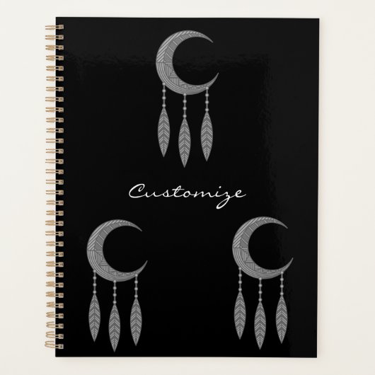 Silver Crescent Moon Feathers Thunder_Cove Planer (Vorderseite)