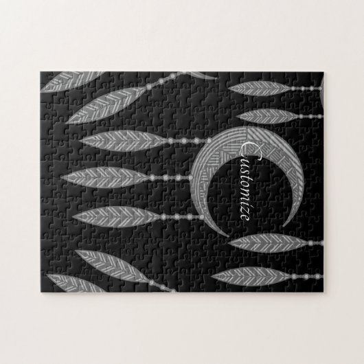 Silver Crescent Moon Feathers Thunder_Cove Puzzle (Horizontal)