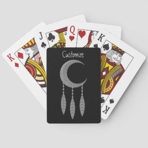 Silver Crescent Moon Feathers Thunder_Cove Spielkarten