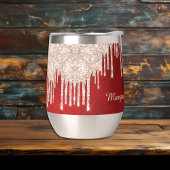 Silver Crimson Red Glitzer Tropfens Monogram