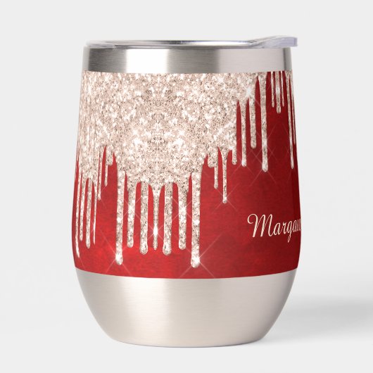 Silver Crimson Red Glitzer Tropfens Monogram (Links)