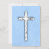 Silver Cross Blue Taufe Christening Einladung (Rückseite)