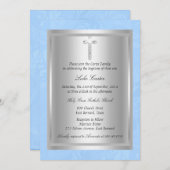 Silver Cross Blue Taufe Christening Einladung (Vorne/Hinten)