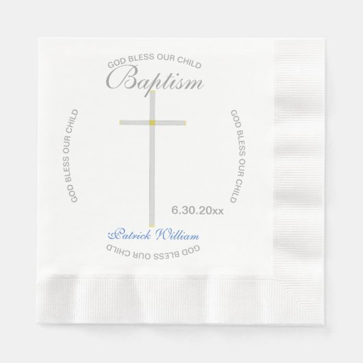 Silver Cross Boy Taufe Blau Serviette (Vorderseite)