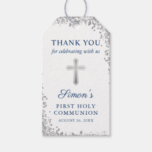 Silver Cross Glitzer Navy Blue First Communation Geschenkanhänger