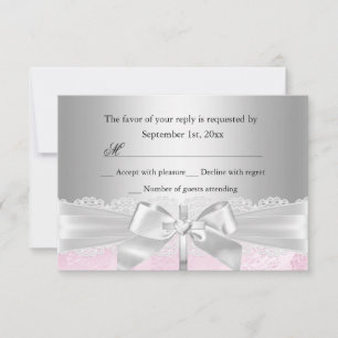 Silver Cross & Lace Bow Taufe/Christening UAWG RSVP Karte