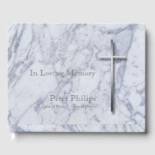 Silver Cross Marble Funeral Memorial Gästebuch