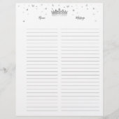 Silver Crown Lined Paper Guest Book Filler Seiten (Vorderseite)