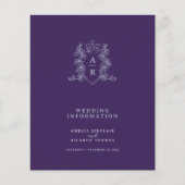 Silver Crown Monogram Hochzeitsgast-Informationen (Vorderseite)