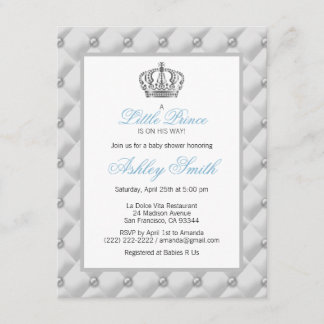 Silver Crown Prince Baby Shower Einladung