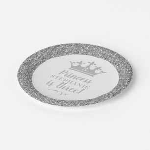 Silver Crown Tiara Gold Princess Birthday Pappteller