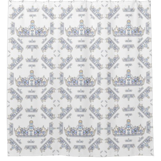 Silver Crowns Herz Diamonds Pearts Muster Weiß Duschvorhang (Vorderseite)