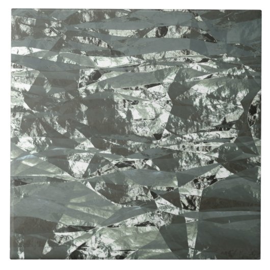 Silver Crumpled Foil Fliese (Vorderseite)