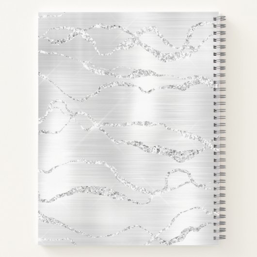 Silver Crystal Agate Gem Geode Glitzer Notizblock (Rückseite)