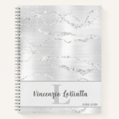 Silver Crystal Agate Gem Geode Glitzer Notizblock (Vorderseite)