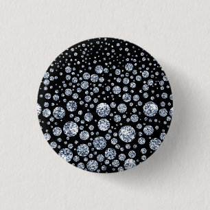 Silver Crystal Metallic Black Button