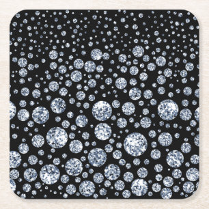 Silver Crystal Metallic Black Rechteckiger Pappuntersetzer