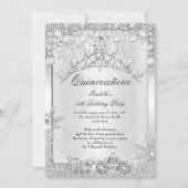 Silver Crystal Quinceanera 15. Winter Carriage Einladung (Vorderseite)