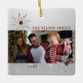 Silver Crystal Snowflake mit Rotem Kristall Keramikornament (Vorderseite)