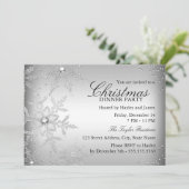 Silver Crystal Snowflake Weihnachtsessen Party Einladung (Stehend Vorderseite)