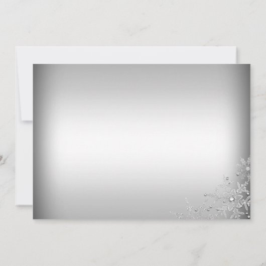 Silver Crystal Snowflake Weihnachtsessen Party Einladung (Rückseite)