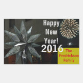 Silver Crystal Star Happy Neujahr NAME JAHR Rechteckiger Aufkleber (Vorderseite)