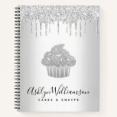 Silver Cupcake Glitzer Tropfen Bäckerei Koch Kondi Notizblock (Vorderseite)