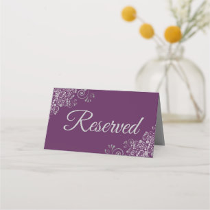 Silver Curls Elegant Plum Lila Hochzeit vorbehalte Platzkarte
