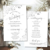 Silver Curls Gray & White Budget Hochzeitsprogramm