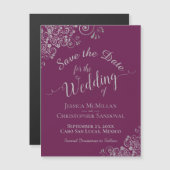 Silver Curls Magenta Pflaume Speichern Sie das Dat Magnetkarte (Vorne/Hinten)