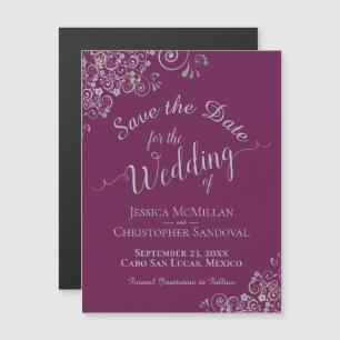 Silver Curls Magenta Pflaume Speichern Sie das Dat Magnetkarte