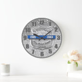 Silver Custom Blue Line Police Officer - Bezahlung Große Wanduhr (Zuhause)