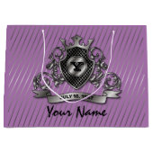Silver Custom Elegante Monogram Design Große Geschenktüte (Vorderseite)