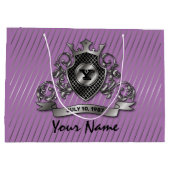 Silver Custom Elegante Monogram Design Große Geschenktüte (Rückseite)