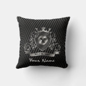 Silver Custom Elegante Monogram Design Kissen (Rückseite)