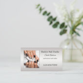 Silver Custom Foto Nail Studio Ernennung Visitenkarte (Stehend Vorderseite)