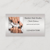Silver Custom Foto Nail Studio Ernennung Visitenkarte (Vorderseite)