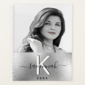 Silver custom Foto script monogram 2025 Planer (Vorderseite)